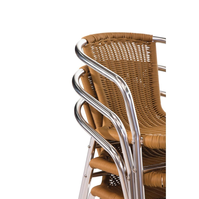 Bolero Aluminium and Natural Wicker Chair (4 Pack) Bolero