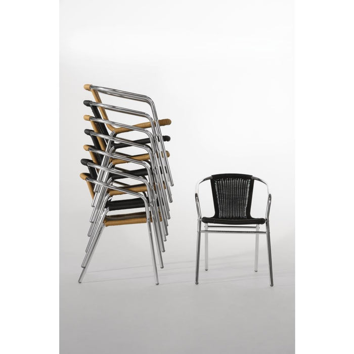 Bolero Aluminium and Natural Wicker Chair (4 Pack) Bolero