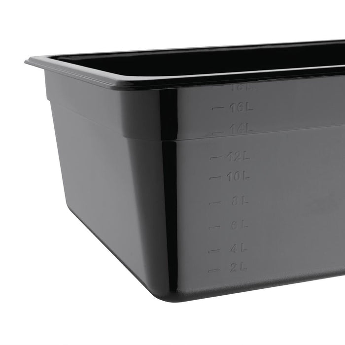 Vogue Polycarbonate 1/1 Gastronorm Container 150mm Black Vogue