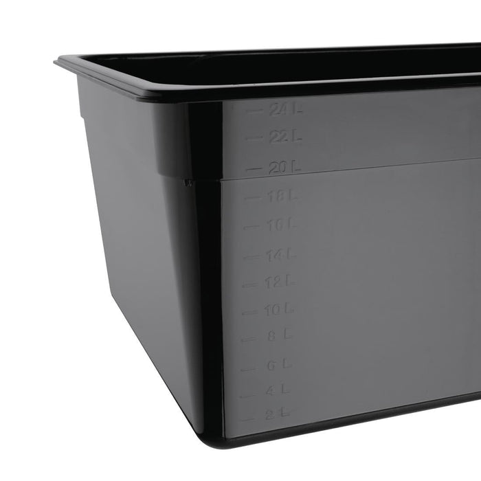 Vogue Polycarbonate 1/1 Gastronorm Container 200mm Black Vogue