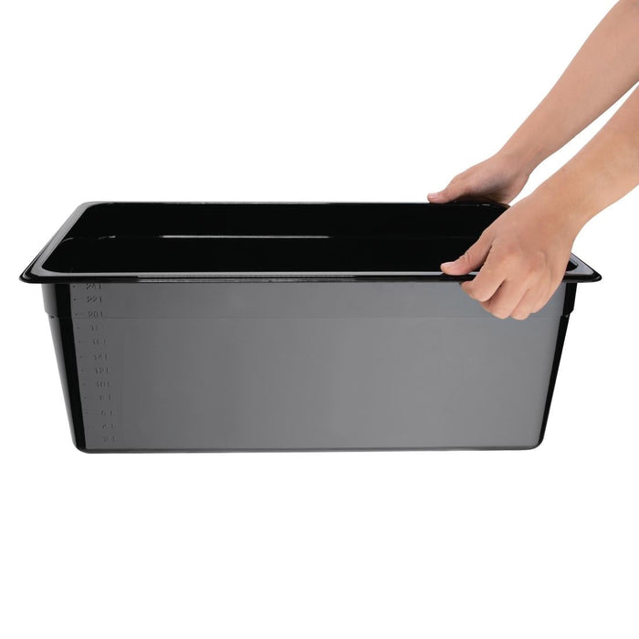 Vogue Polycarbonate 1/1 Gastronorm Container 200mm Black Vogue