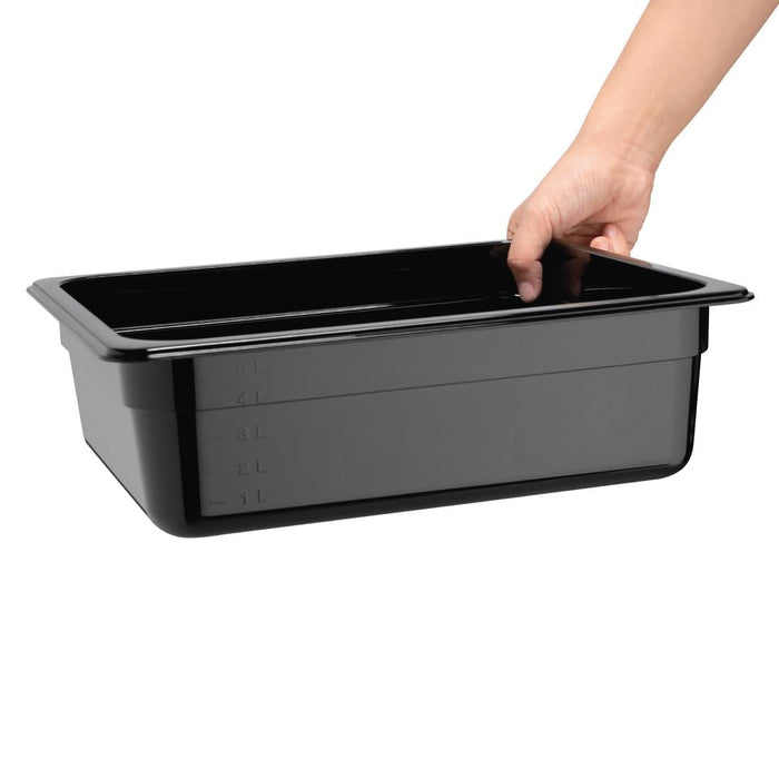 Vogue Polycarbonate 1/2 Gastronorm Container 100mm Black Vogue