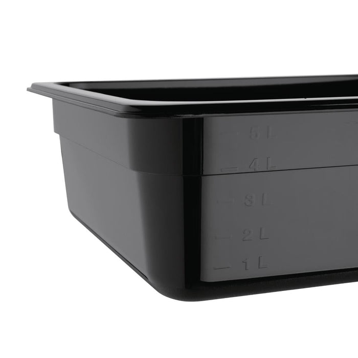 Vogue Polycarbonate 1/2 Gastronorm Container 100mm Black Vogue
