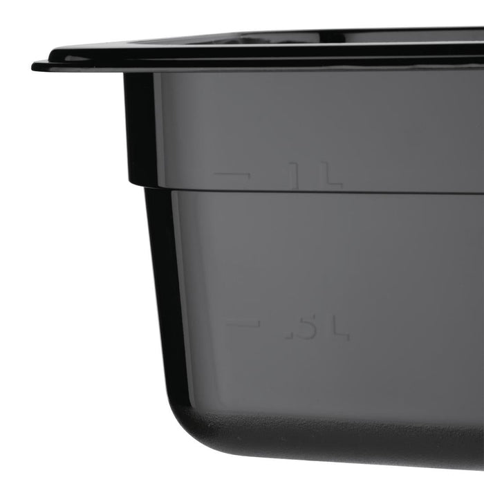 Vogue Polycarbonate 1/6 Gastronorm Container 100mm Black Vogue