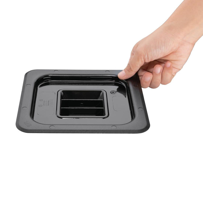 Vogue Polycarbonate 1/6 Gastronorm Lid Black Vogue
