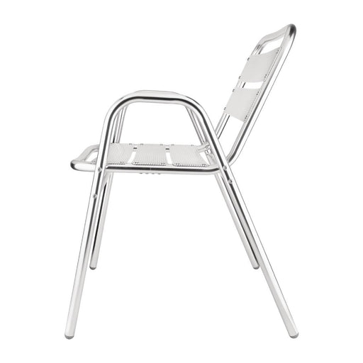 Bolero Aluminium Stacking Chairs Arched Arms (4 Pack) Bolero