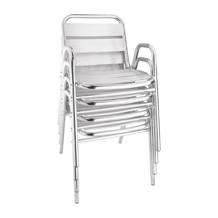 Bolero Aluminium Stacking Chairs Arched Arms (4 Pack) Bolero