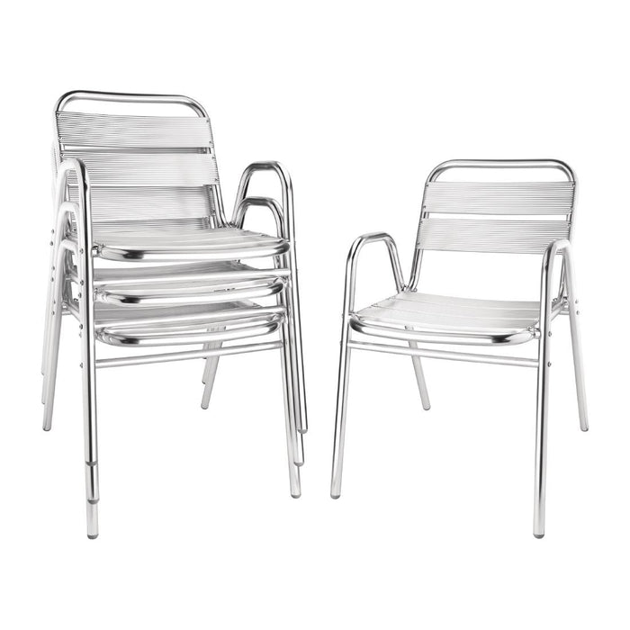 Bolero Aluminium Stacking Chairs Arched Arms (4 Pack) Bolero