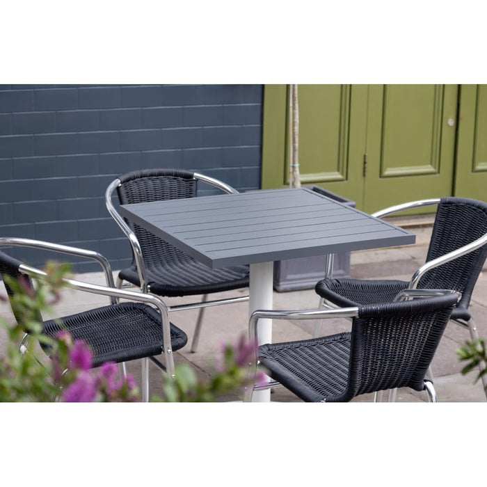 Bolero Aluminium and Black Wicker Chairs Black (4 Pack) Bolero