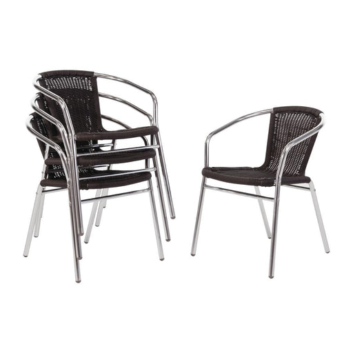 Aluminium Frame. PE Wicker Seat. Seat Height: 450mm. Stackable