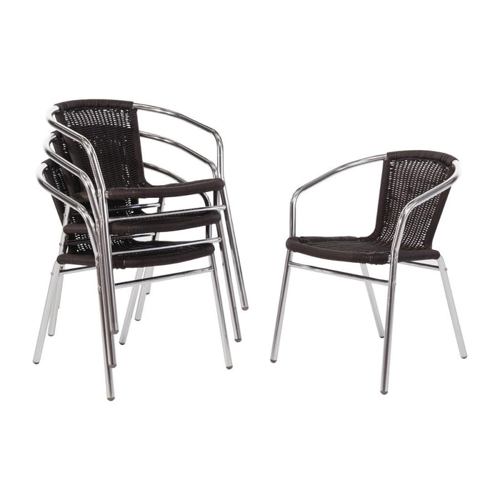 Aluminium Frame. PE Wicker Seat. Seat Height: 450mm. Stackable