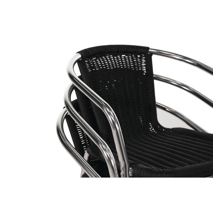 Bolero Aluminium and Black Wicker Chairs Black (4 Pack) Bolero