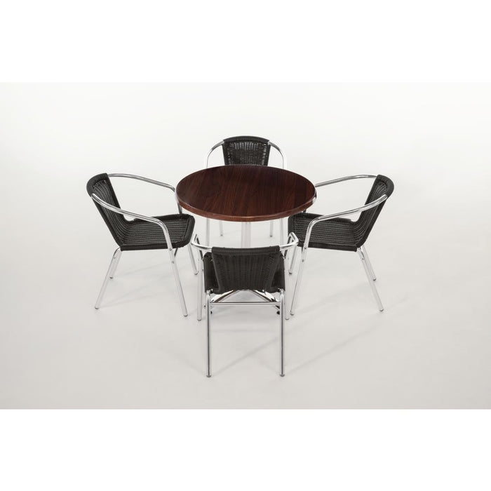 Bolero Aluminium and Black Wicker Chairs Black (4 Pack) Bolero