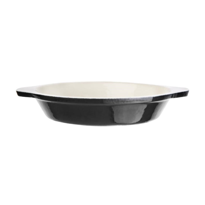 Vogue Black Cast Iron Round Gratin Dish 750ml Vogue