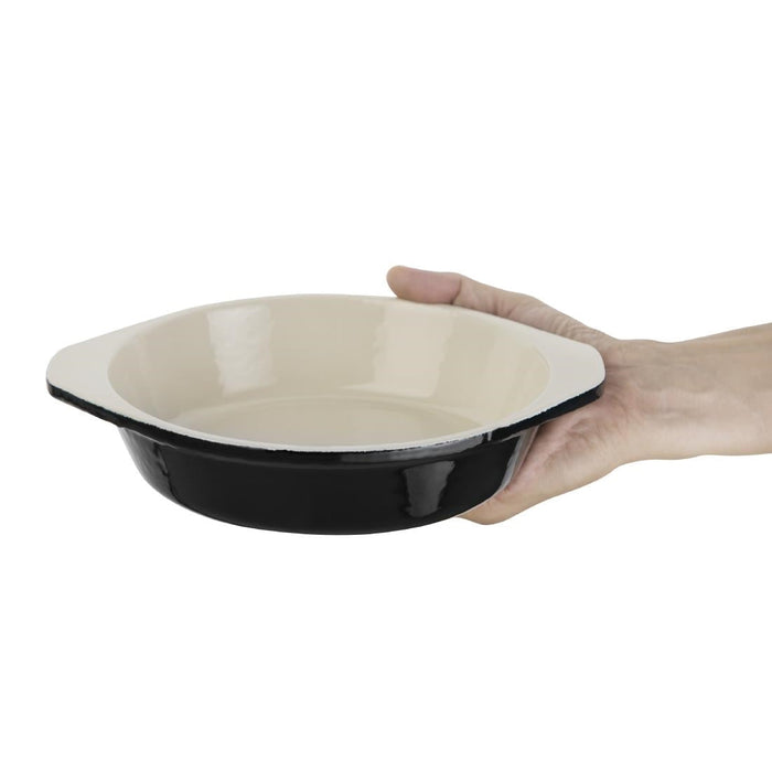 Vogue Black Cast Iron Round Gratin Dish 750ml Vogue