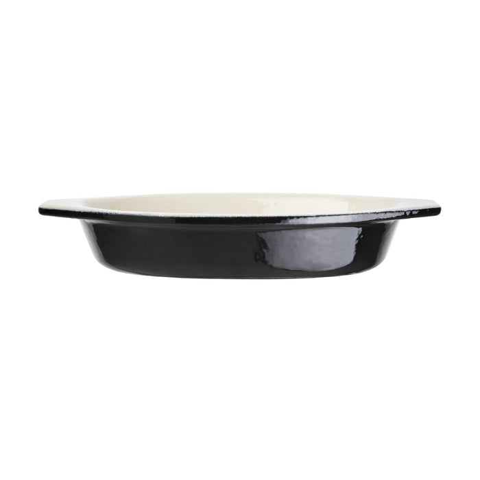 Vogue Black Cast Iron Oval Gratin Dish 650ml Vogue