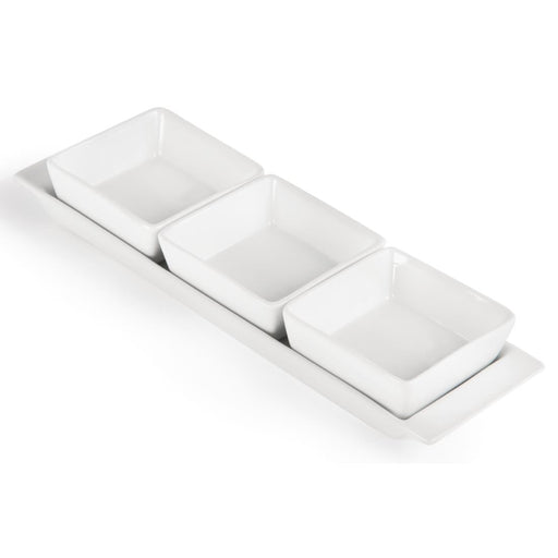 Olympia Whiteware Snack Dishes with Plates 3 Section (2 Pack) Olympia