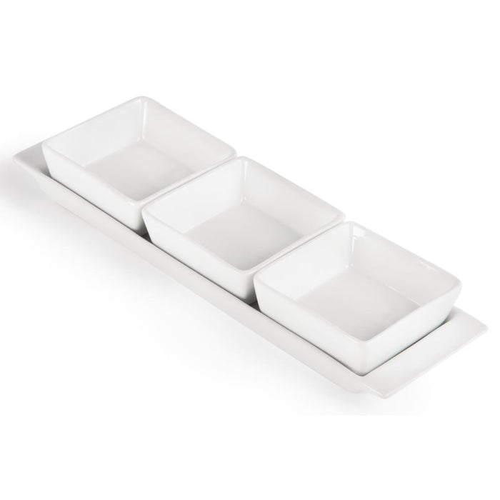 Olympia Whiteware Snack Dishes with Plates 3 Section (2 Pack) Olympia