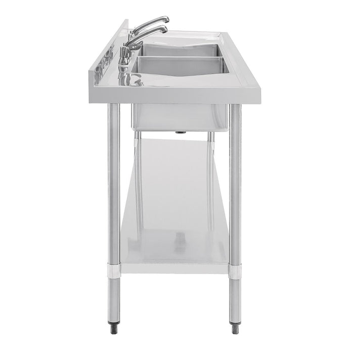 Vogue Stainless Steel Double Sink with Double Drainer 2400mm Vogue
