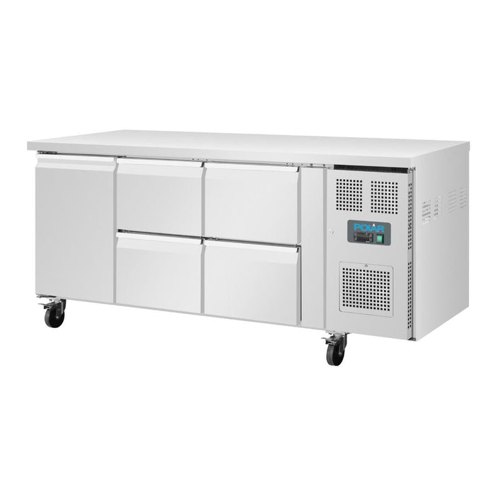 Polar U-Series Single Door and 4 Drawer Counter Fridge 358Ltr Polar