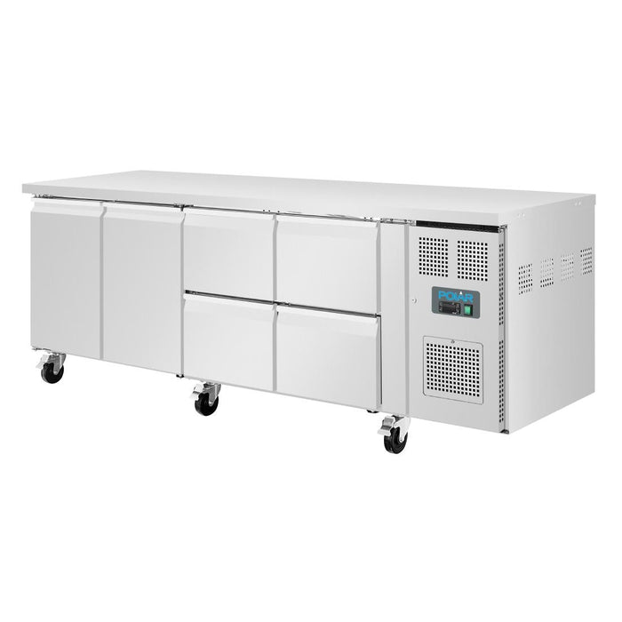 Polar U-Series Double Door and 4 Drawer Counter Fridge 476Ltr Polar