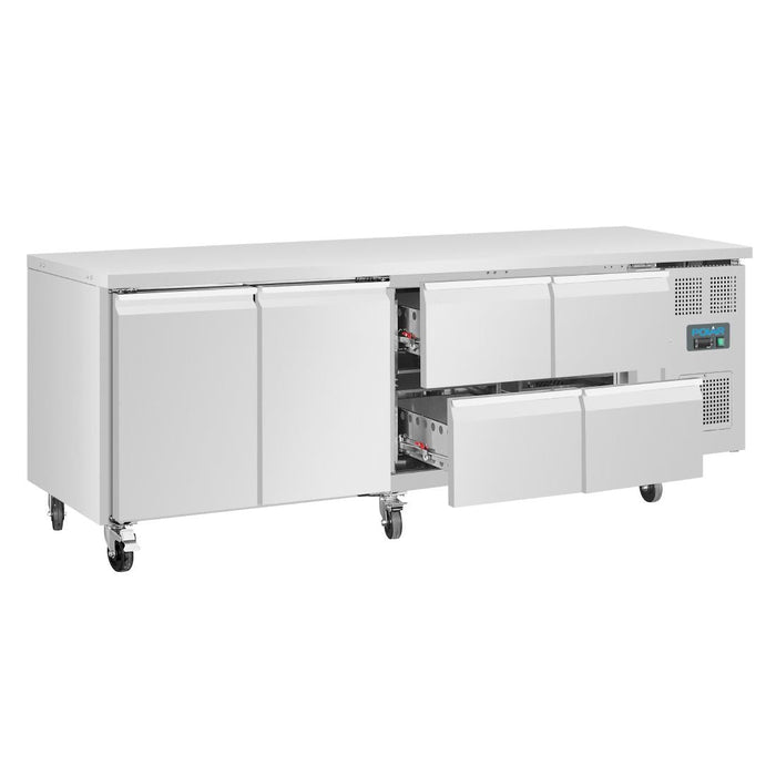 Polar U-Series Double Door and 4 Drawer Counter Fridge 476Ltr Polar