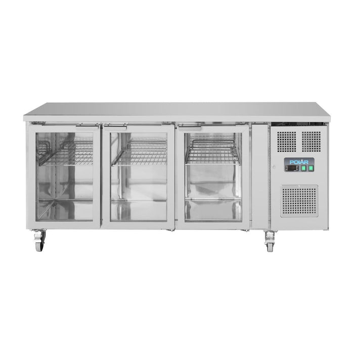 Polar U-Series 3 Door Counter Fridge with Glass Doors Polar