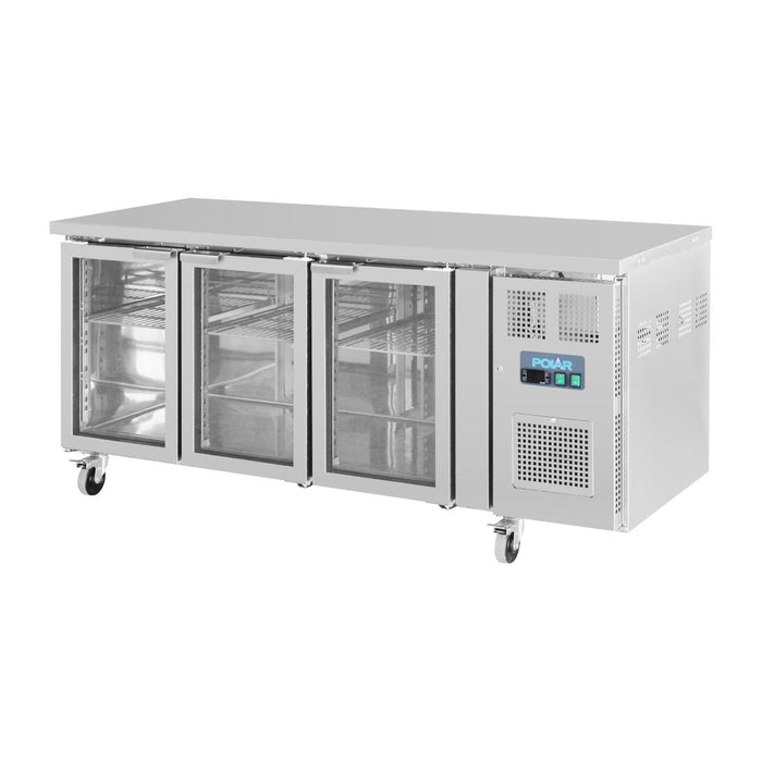 Polar U-Series 3 Door Counter Fridge with Glass Doors Polar