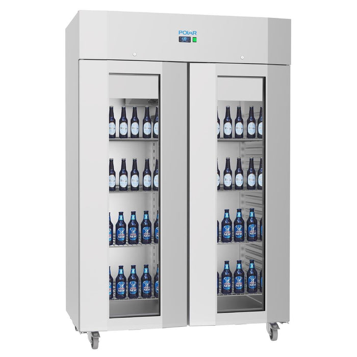 Polar U-Series Energy Efficient Double Glass Door Upright Storage/Display Fridge Polar