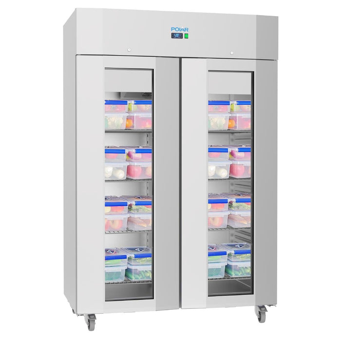 Polar U-Series Energy Efficient Double Glass Door Upright Storage/Display Fridge Polar