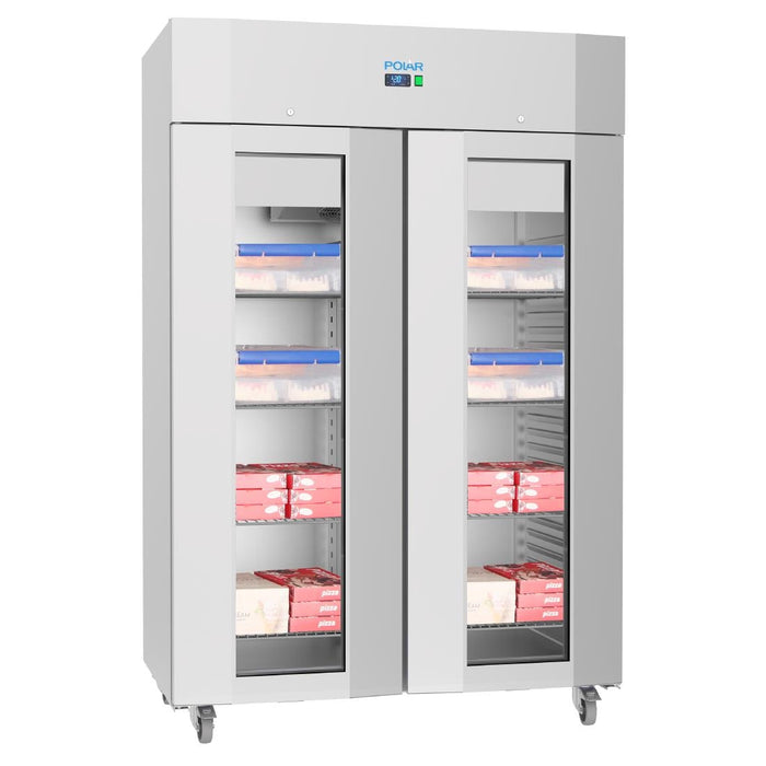 Polar U-Series Energy Efficient Double Glass Door Upright Storage/Display Freezer Polar
