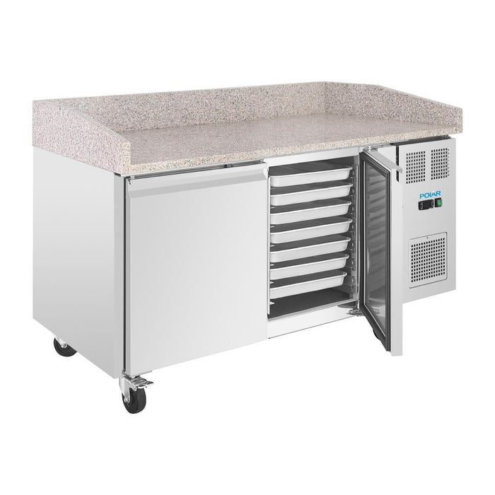 Polar U-Series Double Door Pizza Counter with Granite Top 428Ltr Polar