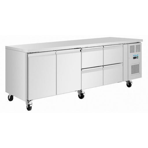 300W. Net capacity: 284Ltr. 4 drawers, 2 shelves