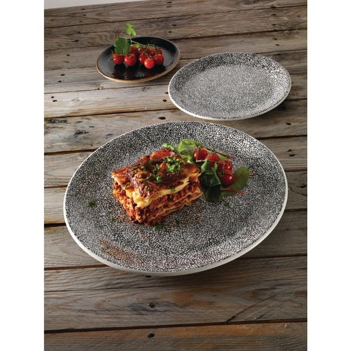 Steelite Ink Crackle Black Coupe Plates 300mm (12 Pack) Steelite