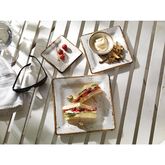 Steelite Craft Melamine Square Plates White 228mm (6 Pack) Steelite