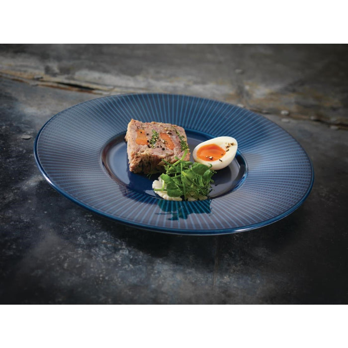 Steelite Willow Azure Gourmet Plates Medium Well Blue 285mm (6 Pack) Steelite