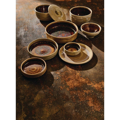 Steelite Aurora Vesuvius Amber Round Stacking Trays 135mm (12 Pack) Steelite