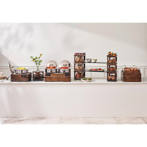 Steelite D.W. Haber Fusion Ash Grey Stackable Bakery Box with Acrylic Drawer Steelite