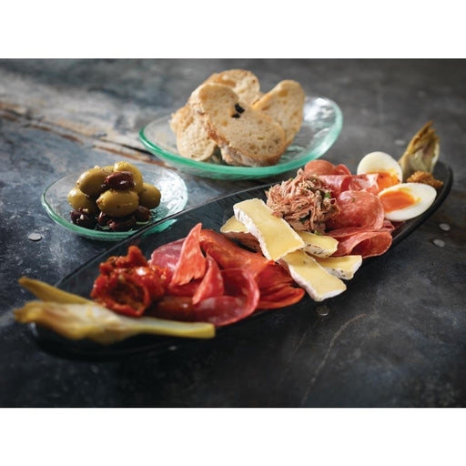 Steelite Scape Smoked Glass Oval Platters 400mm (6 Pack) Steelite