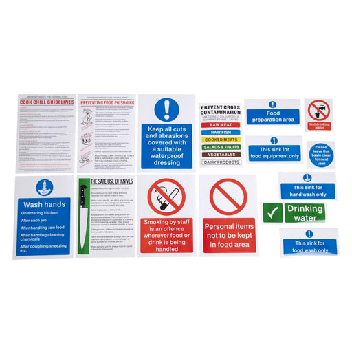 Contains 15 kitchen hygiene and safety notices