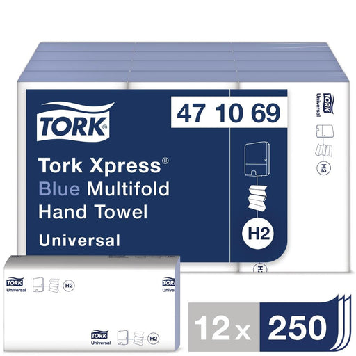 Tork Z Fold Blue Hand Towels 1Ply 250 Sheets (12 Pack) Tork