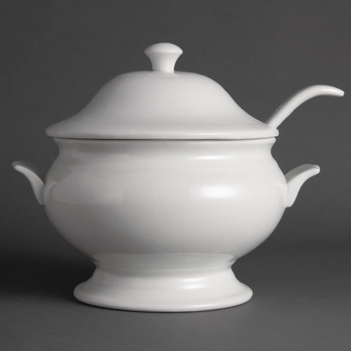 Olympia Whiteware Soup Tureen and Ladle 2.5Ltr 88oz Olympia