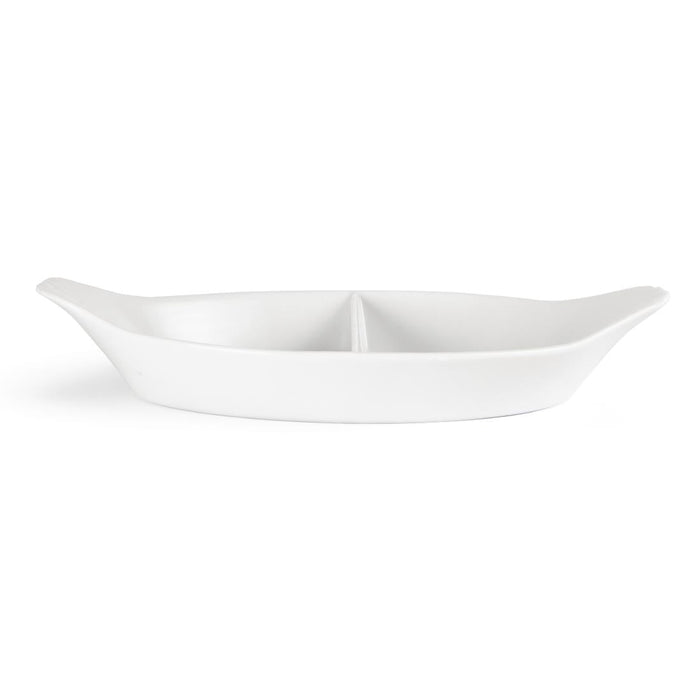 Olympia Whiteware Divided Oval Eared Dishes 295x155mm (6 Pack) Olympia