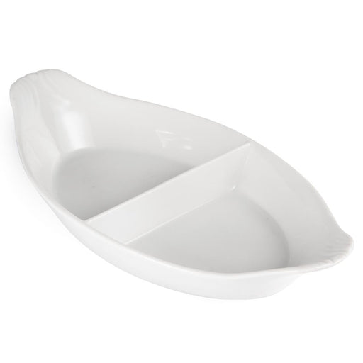 Olympia Whiteware Divided Oval Eared Dishes 295x155mm (6 Pack) Olympia