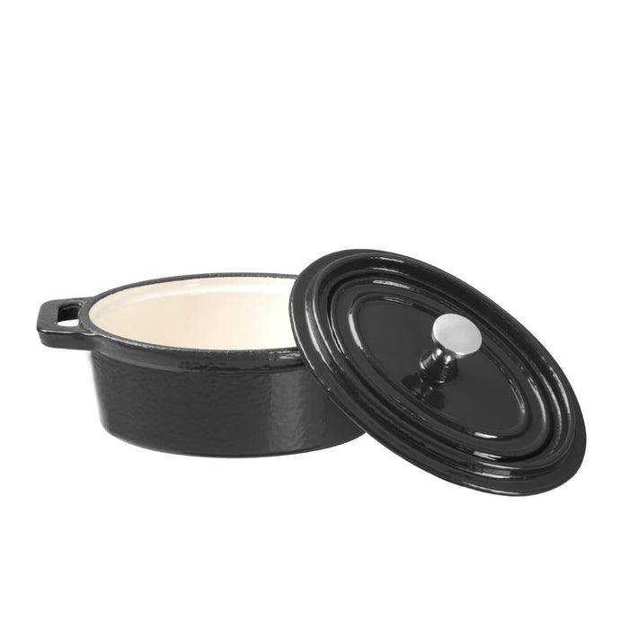 Vogue Cast Iron Oval Mini Pot Black Vogue