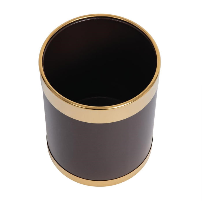 Bolero Waste Paper Bin Brown with Gold Rim 10.2Ltr Bolero