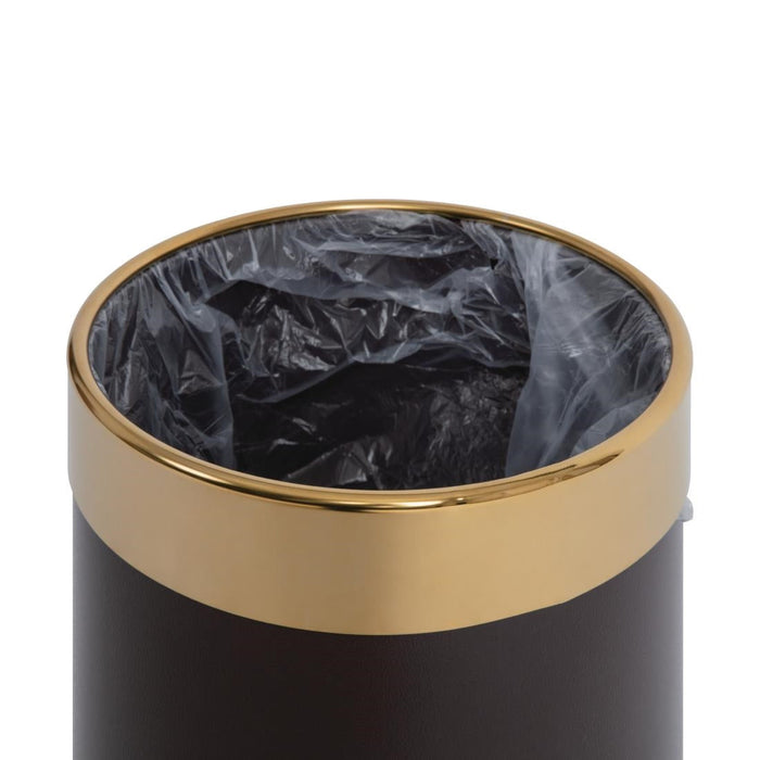 Bolero Waste Paper Bin Brown with Gold Rim 10.2Ltr Bolero