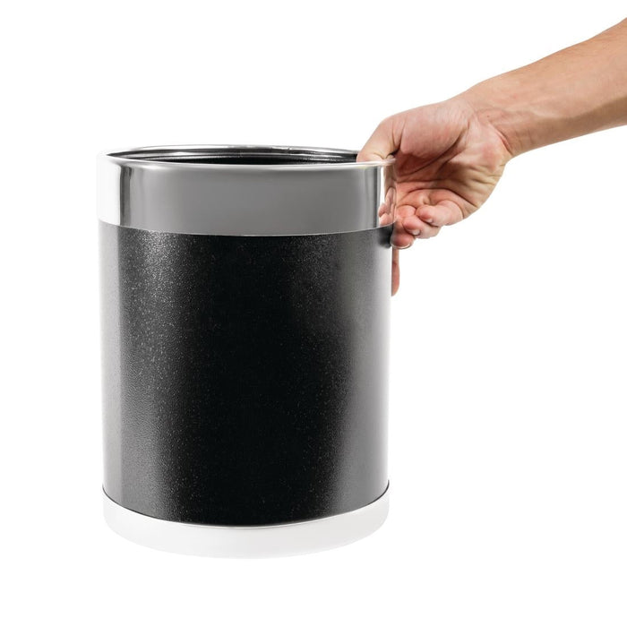 Bolero Waste Paper Bin Black with Silver Rim 10.2Ltr Bolero