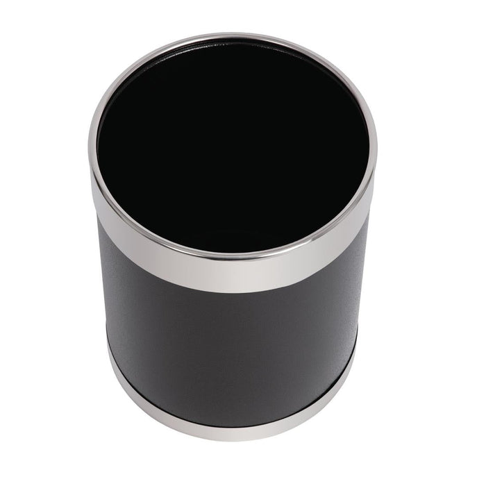 Bolero Waste Paper Bin Black with Silver Rim 10.2Ltr Bolero