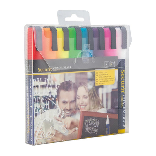 Securit Chalkmaster 6mm Liquid Chalk Pens Assorted Colours (8 Pack) Securit